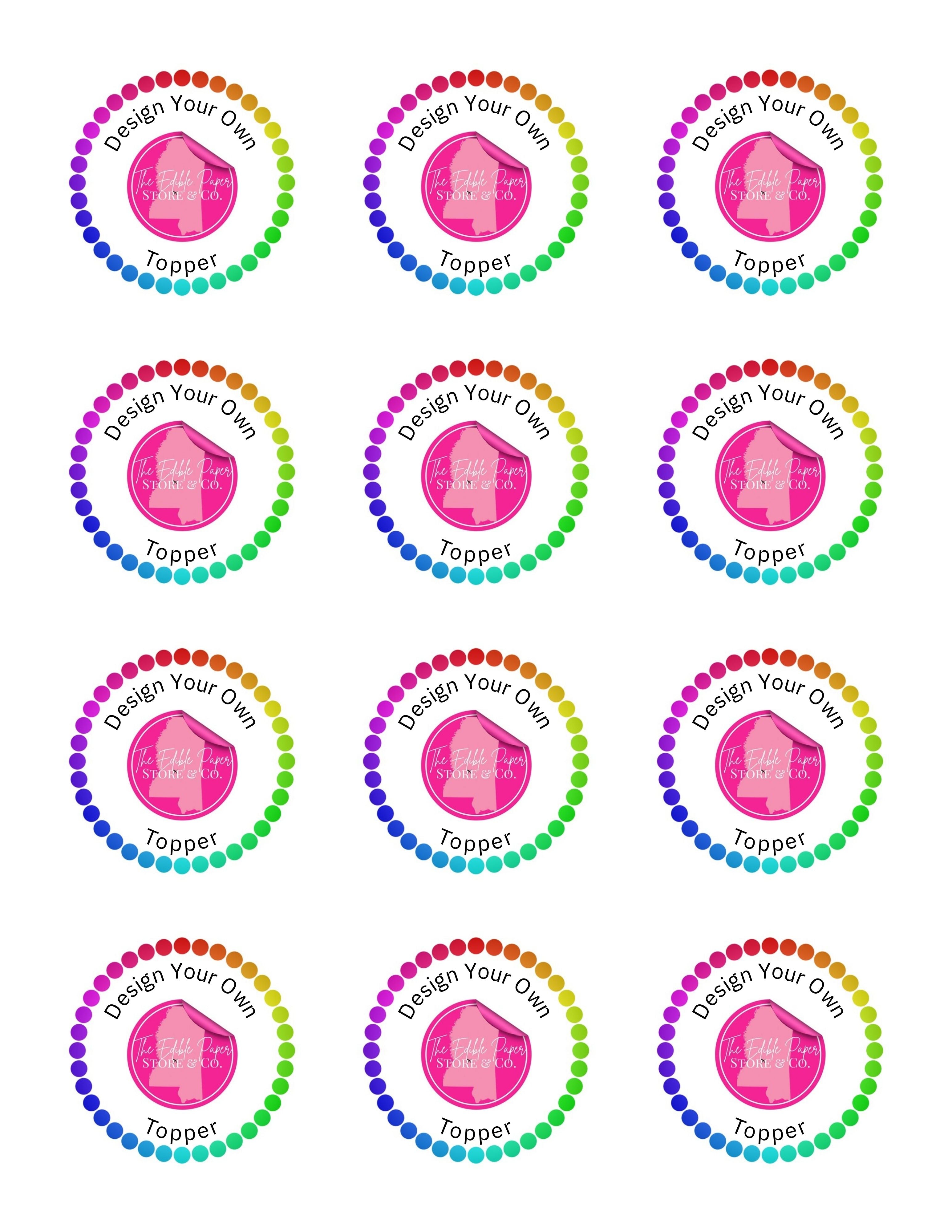 12 Cupcake Custom Printed Sugar Sheet UNCUT