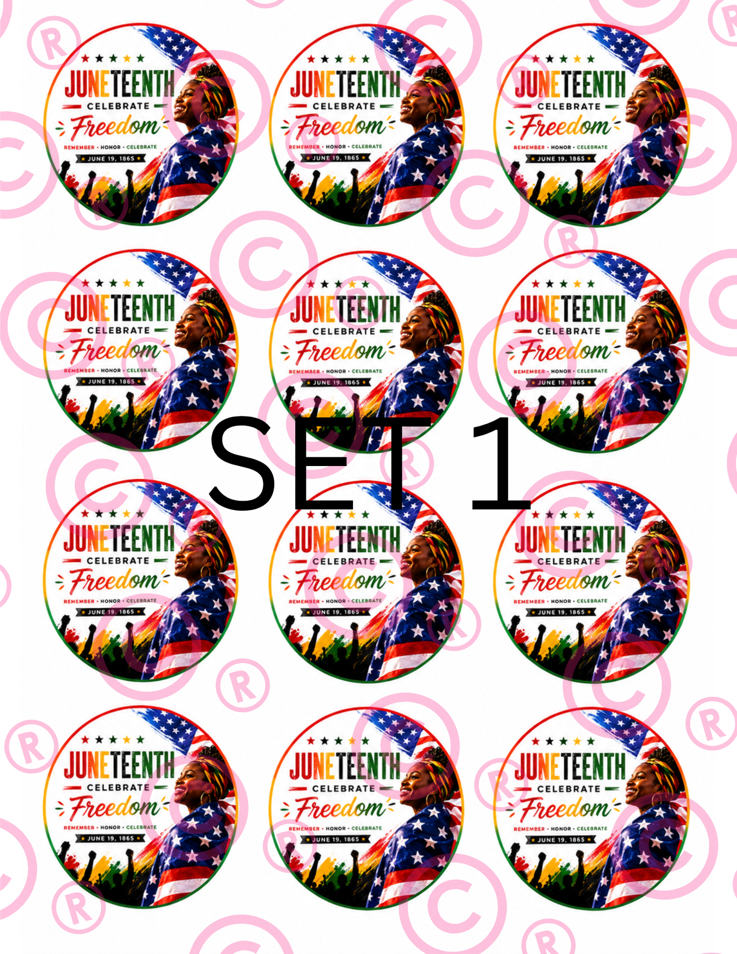 Juneteenth Cupcake Toppers