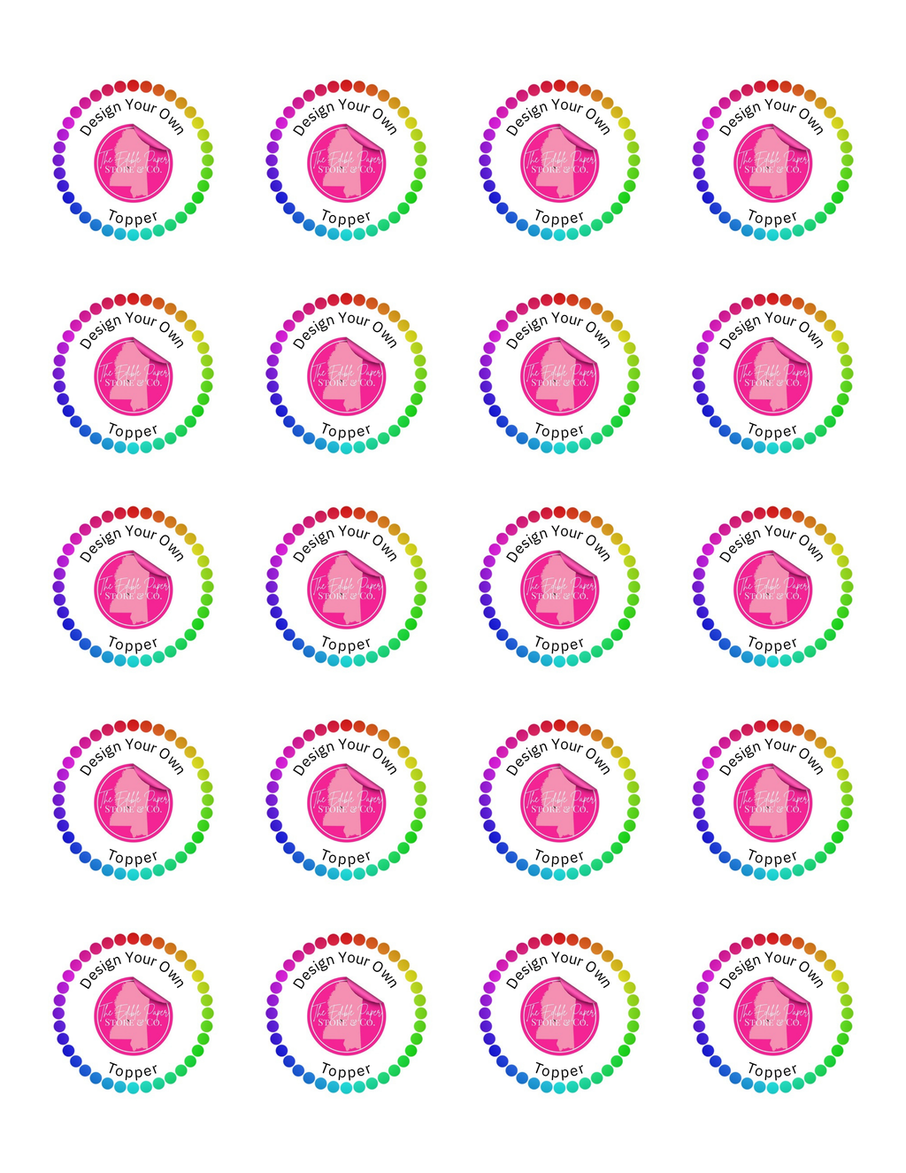 1.5" Round Toppers/ Custom Printed Sugar Sheet (20)UNCUT