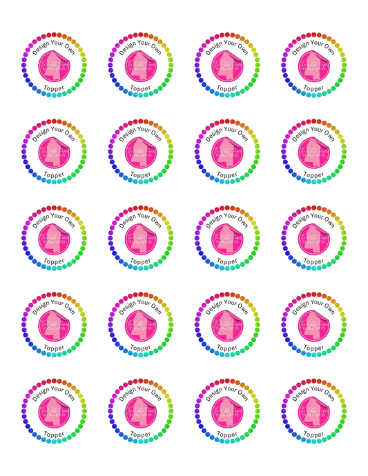 1.5" Round Toppers/ Custom Printed Sugar Sheet (20)UNCUT