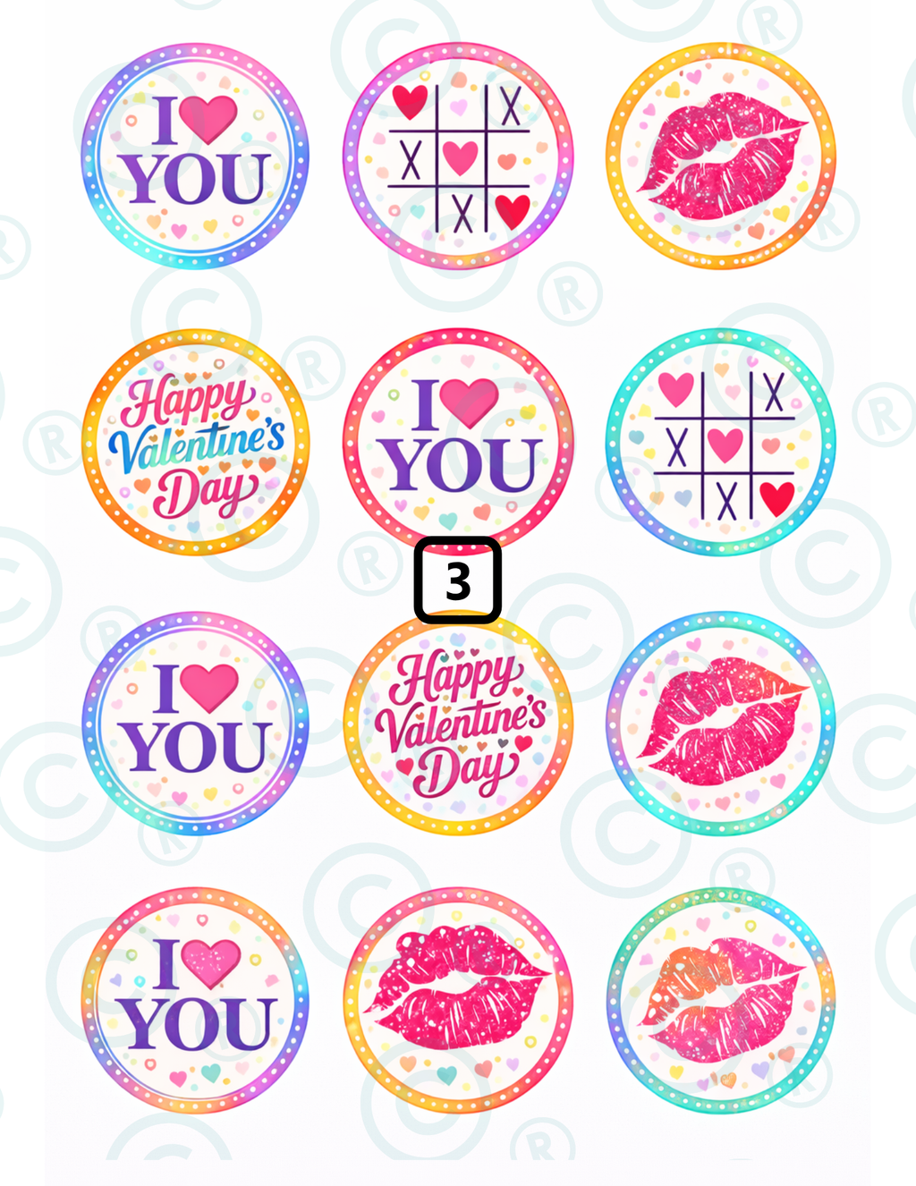 Various Valentine 2" Edible Images - WAFER PAPER
